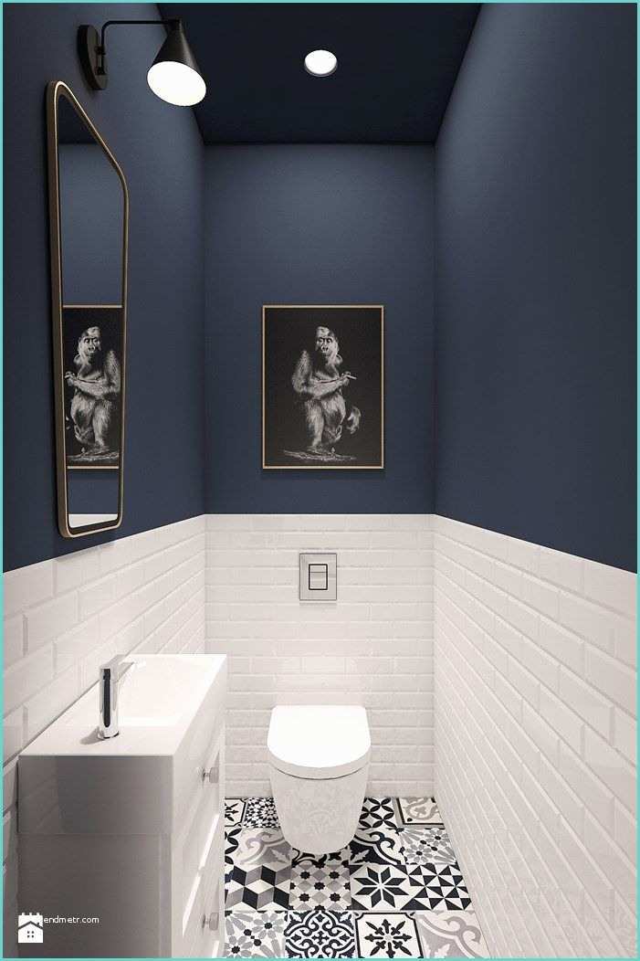 Deco toilettes Ideas Les Carreaux De Ciment Et Le Carrelage Métro Apportent Une