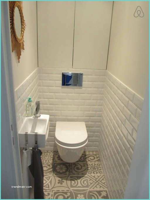 Deco toilettes Ideas W C Séparé Carrelage Ciment Au sol Et Mur Carrelage Métro