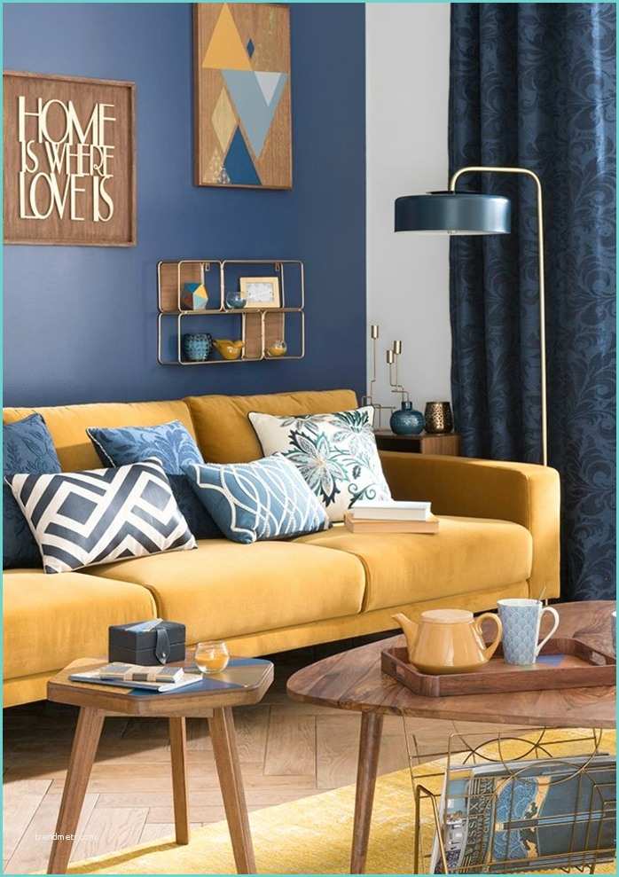 Decoration Mur Separation Salon 1001 Idées Créer Une Déco En Bleu Et Jaune Conviviale