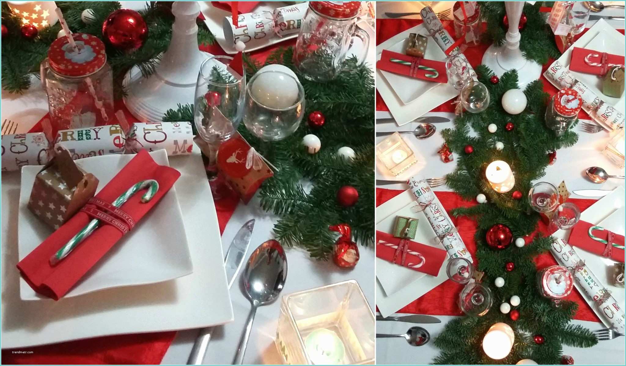 Decoration Table Noel Blanc Décoration De Table Pour Noël En Blanc Rouge Et Vert
