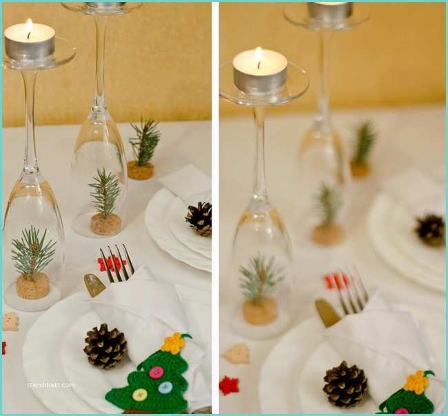 Decoration Table Noel Diy Cork Pieces and Fir Branches Mini Christmas Trees