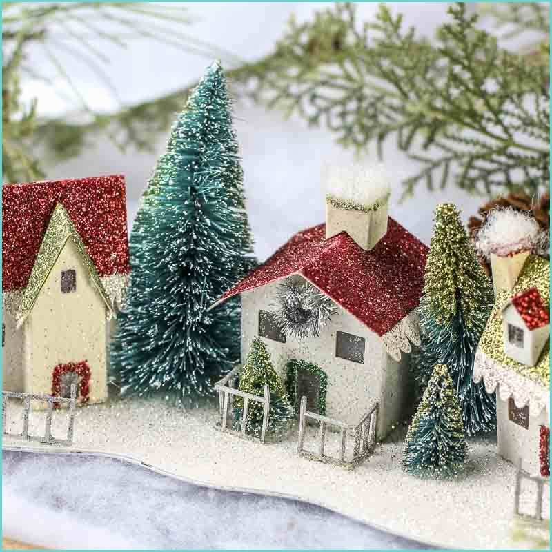 Decoration Village Noel Miniature Glittered Miniature Christmas Village Table Decor