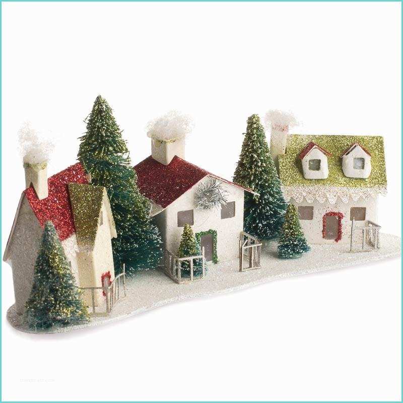 Decoration Village Noel Miniature Glittered Miniature Christmas Village Table Decor