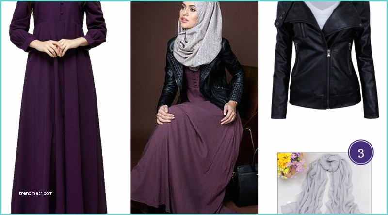 Des Jupes Longues Hijab 2017 total Look Hijab Robe Abaya Veste Simili Cuir Noir Et