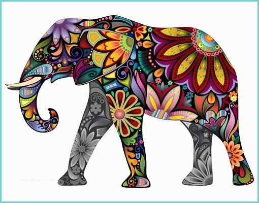 Dessin Dlphant En Couleur Sticker Mural Multicolore No 651 Elephant Pattern asie