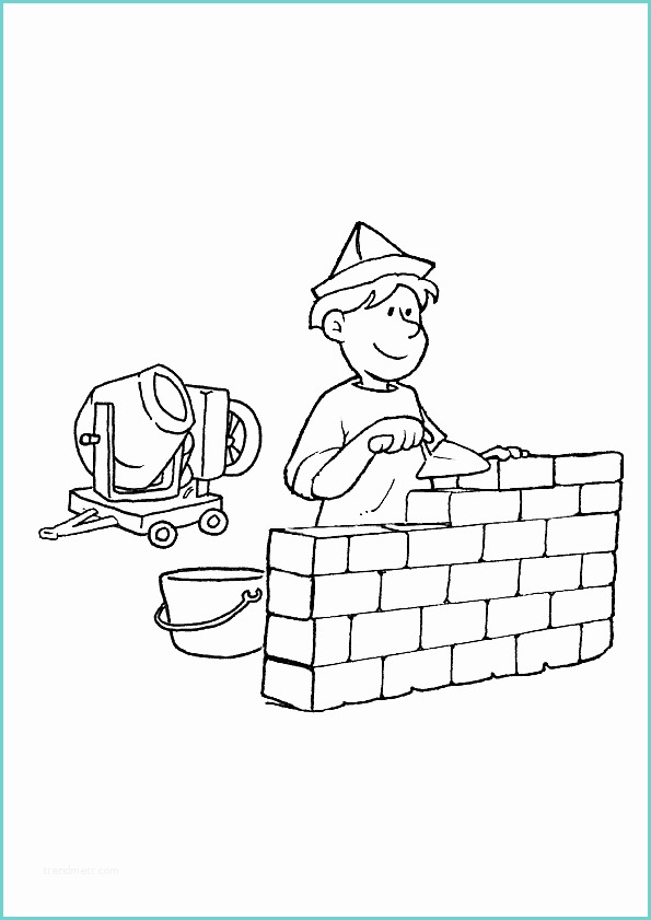 Dessin Mur De Brique Dessin Illustrant Un Maçon Entrain De Bâtir Un Mur De