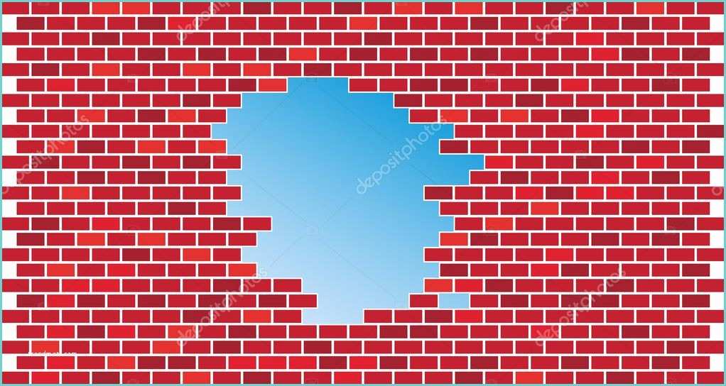 Dessin Mur De Brique Mur De Briques Avec Trou Vecteur — Image Vectorielle Lazar