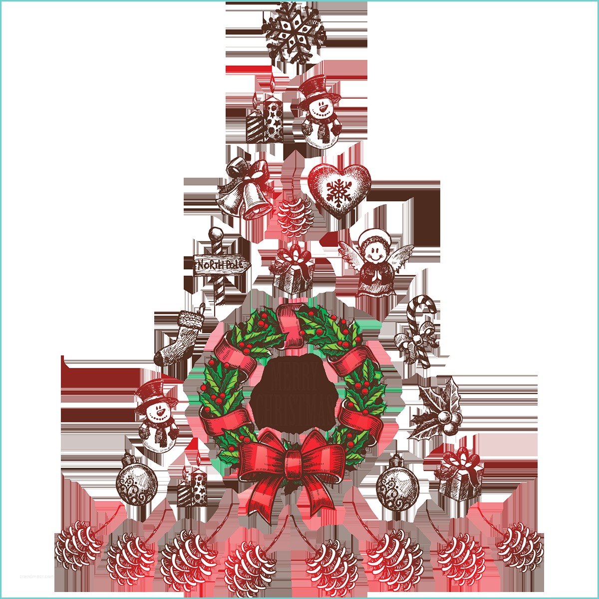 Dessin Sapin De Noel Moderne Sticker Noël Sapin De Noël Merry Christmas – Stickers