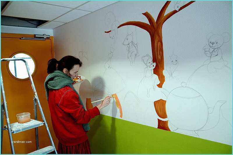 Dessin Sur Mur De Chambre De Fille Fresque Murale Pour Enfants Dans Une Cantine Ptit Blog D