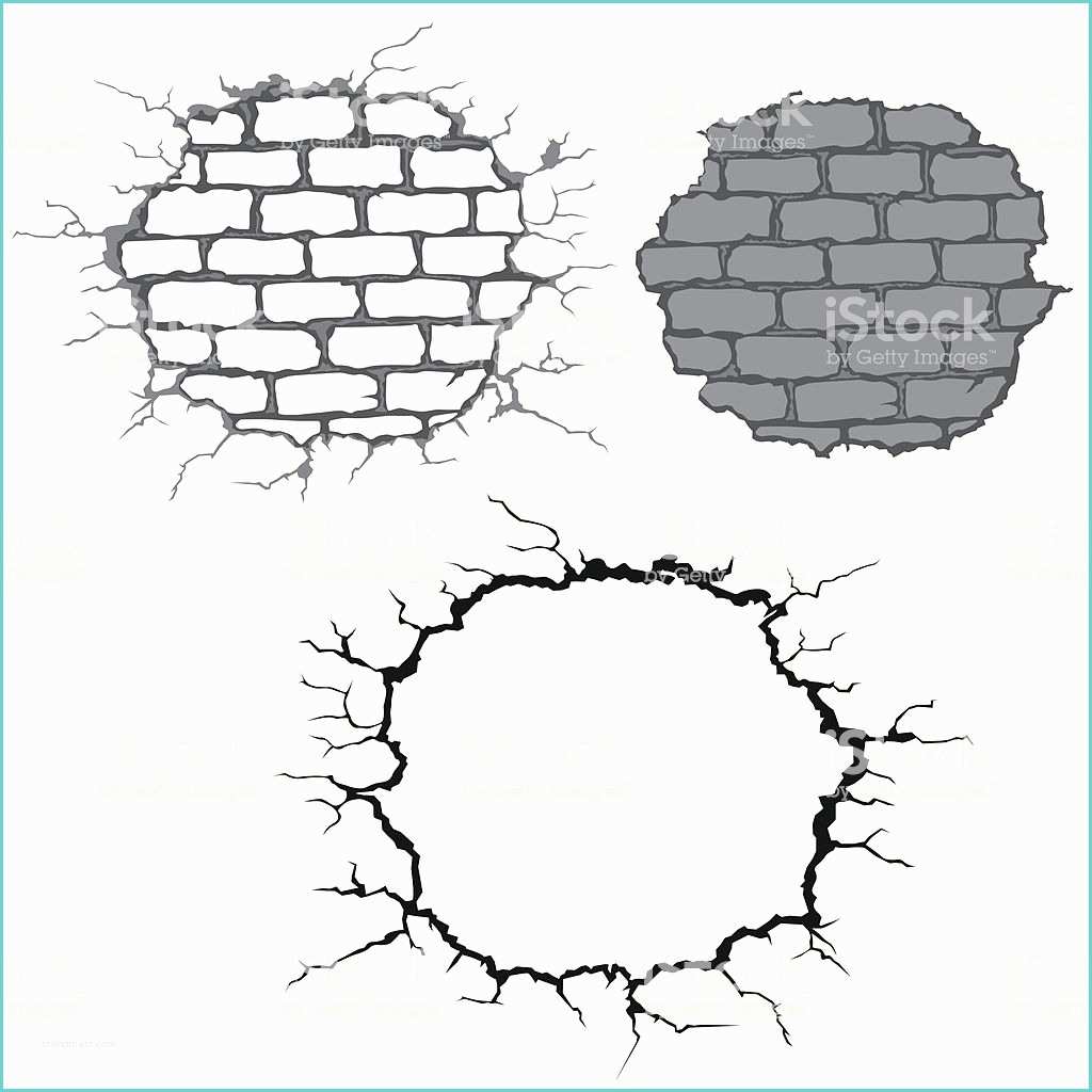 Dessin Trou Dans Le Mur Fissures Sur Mur De Briques – Cliparts Vectoriels Et Plus