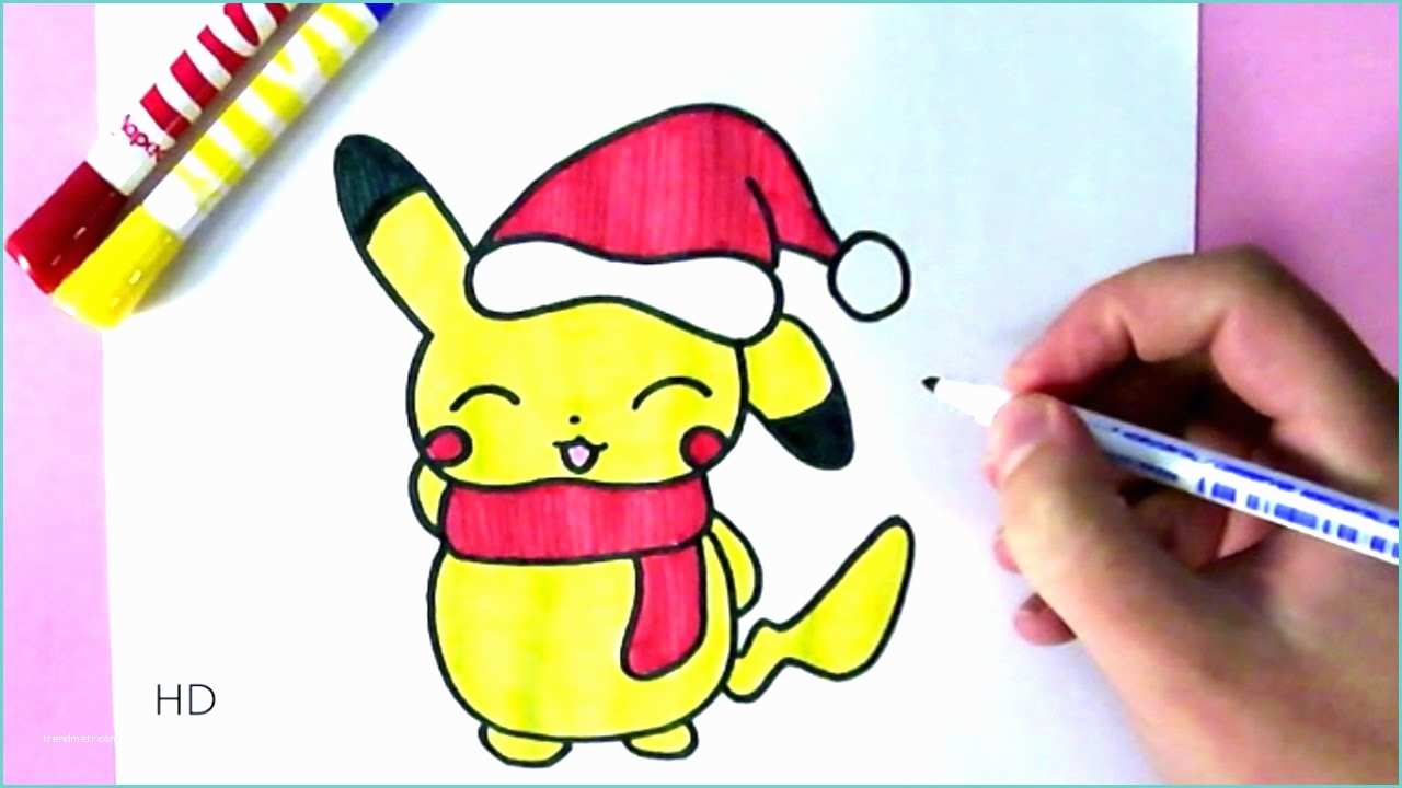 Dessins De Noel Facile Ment Dessiner Pikachu Pour Noël