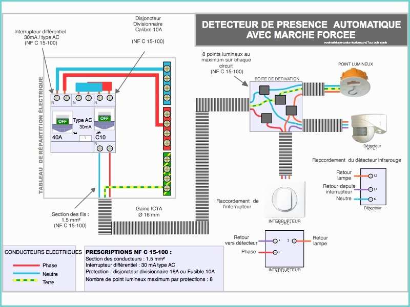 Detecteur De Presence Interieur Le Schéma électrique Et Le Branchement Du Détecteur De