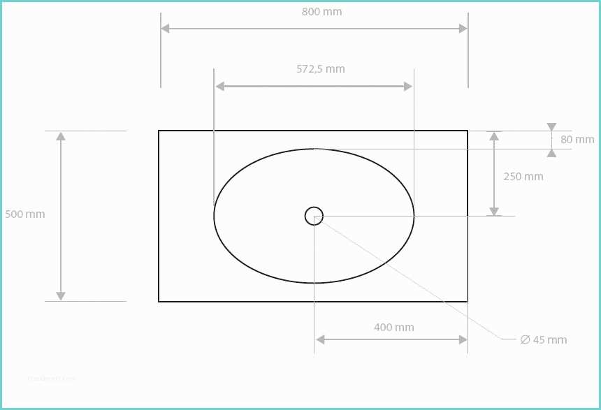 Dimension Double Vasque Plan Vasque Cocon Fino 80 En solid Surface