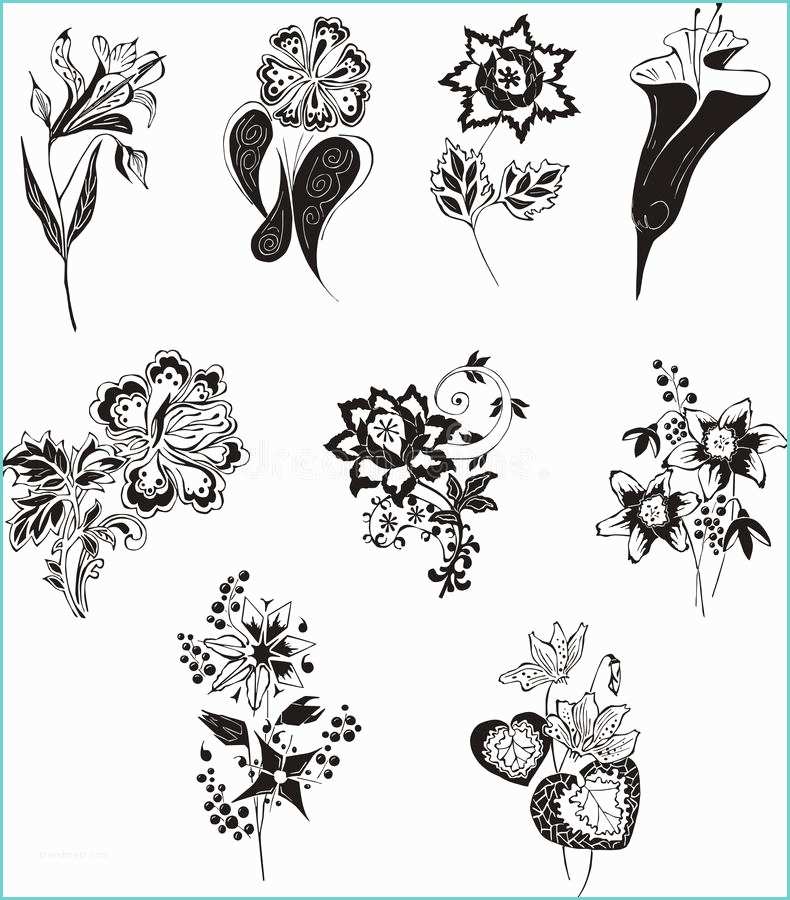Disegno Fiori Stilizzati Fiori In Bianco E Nero Stilizzati Illustrazione Di Stock