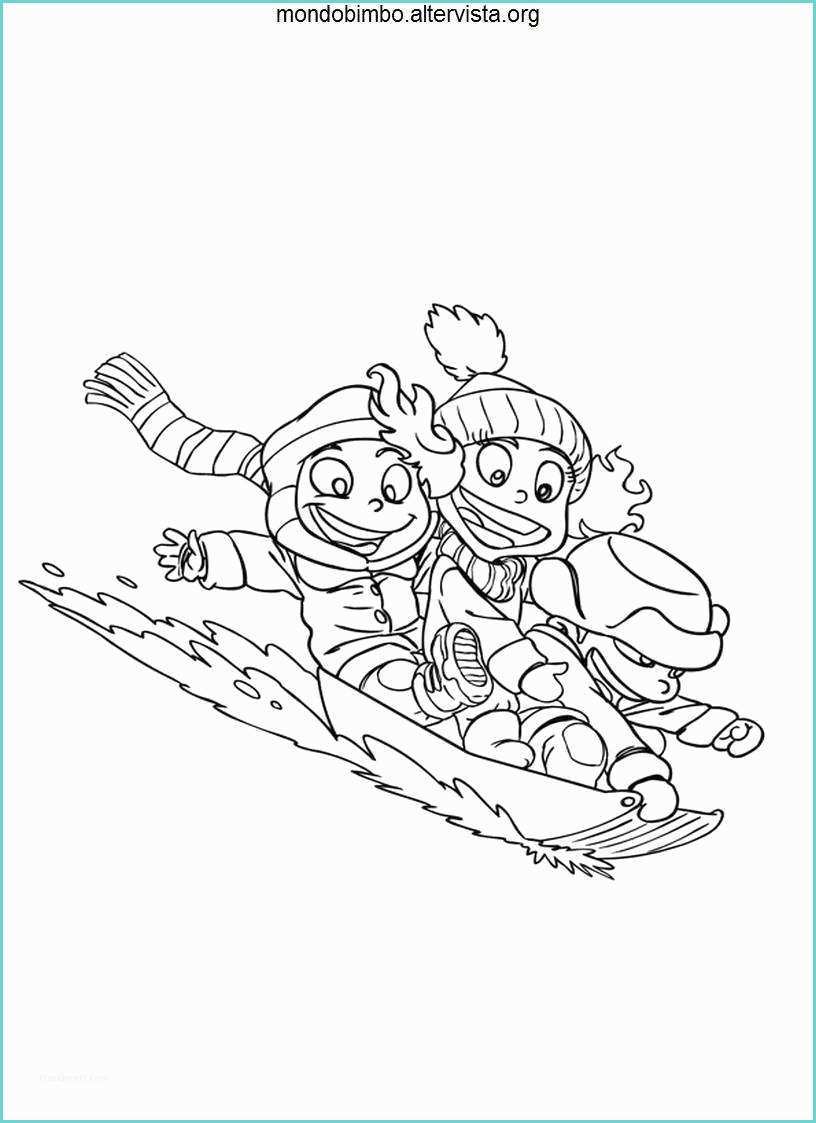 Disegno Montagna Bambini Bambini Che Fanno Snowboard Da Colorare — Mondo Bimbo