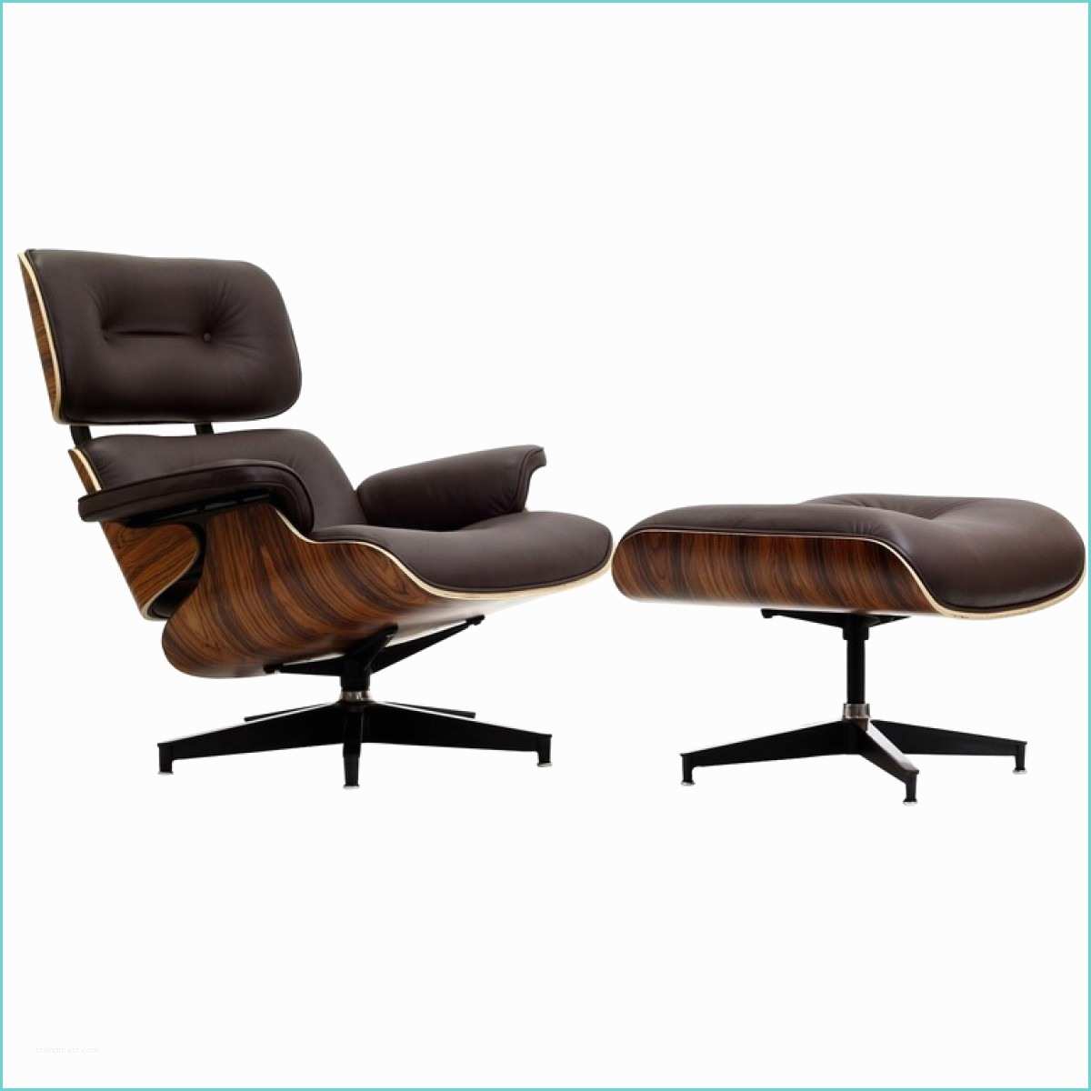 Eames Chair Replica Eames Style Lounge Chair and Ottoman Brown Leather Walnut
