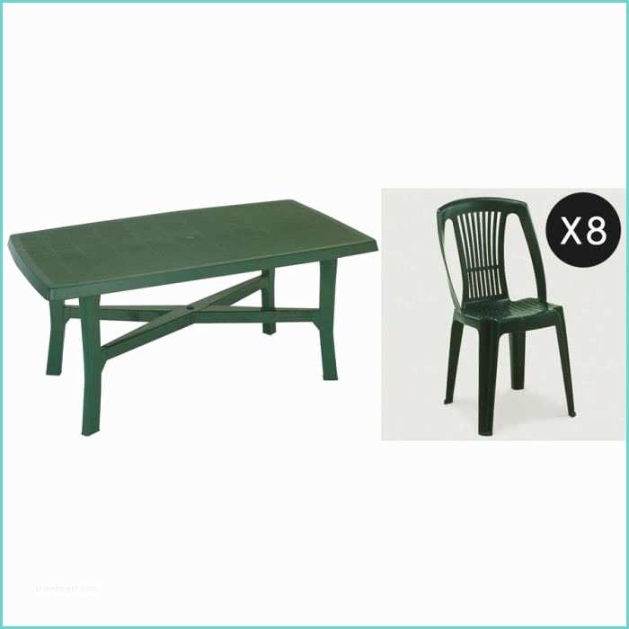 Ensemble Table Et Chaise De Jardin Plastique Salon Jardin Plastique Vert Pour 8 Personnes Achat