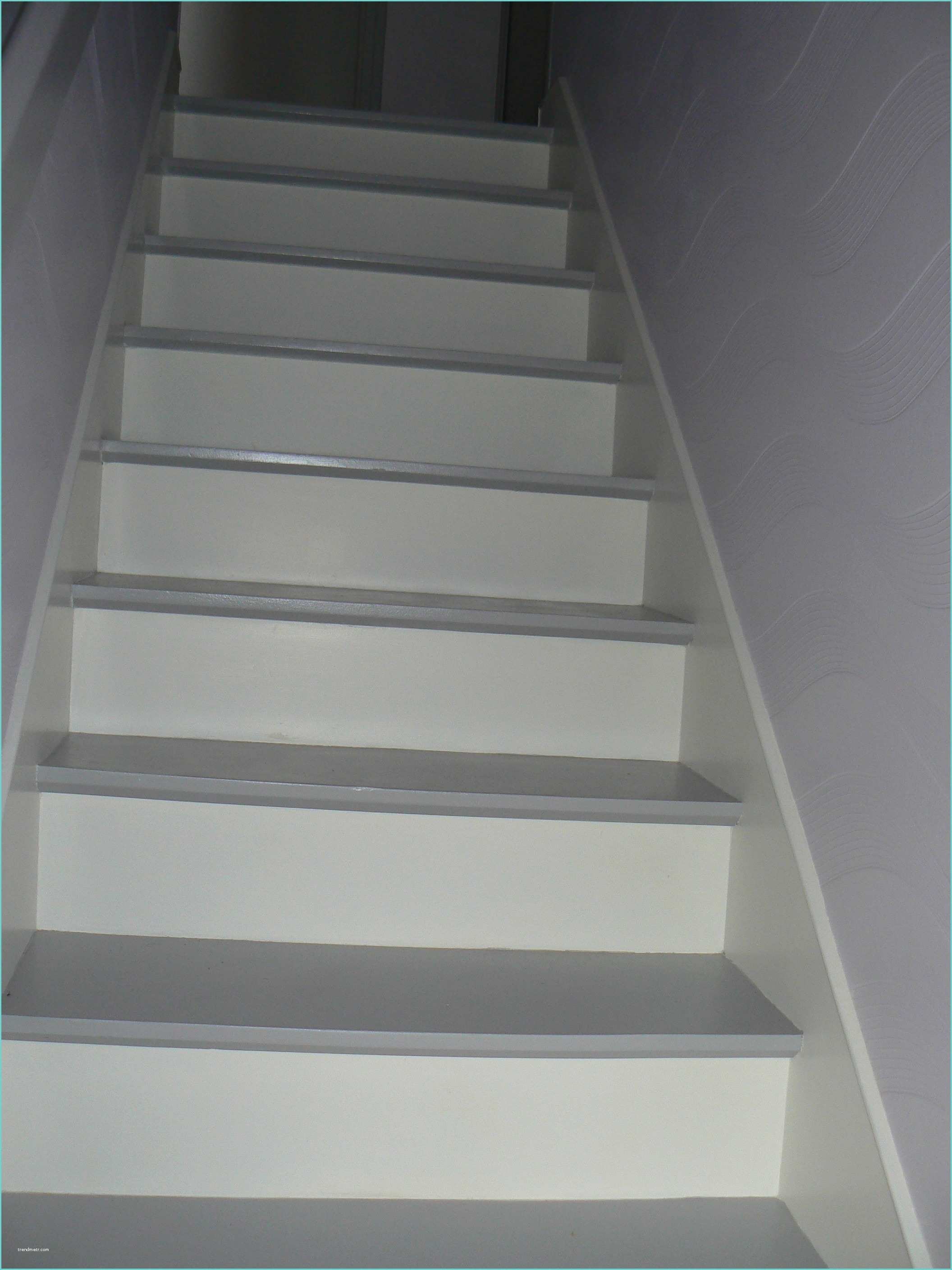Escalier Peint 2 Couleurs Escaliers Peints En Gris Avec Good Escalier Bois Blanc Et
