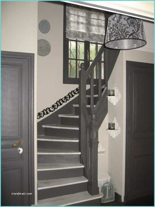 Escaliers Peints En Gris Décoration Entrée Escalier Maison Pinterest
