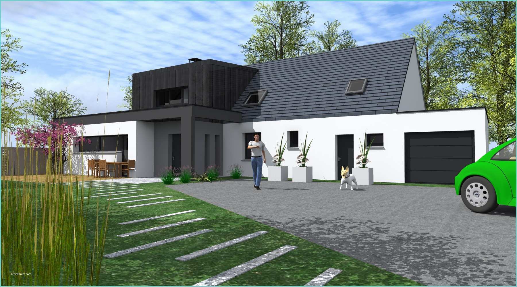Extension Maison Rennes Dessin Architecte La Chapelledesfougeretz Projet G G 1 2 Vue – Architecte Lise Roturier – Rennes