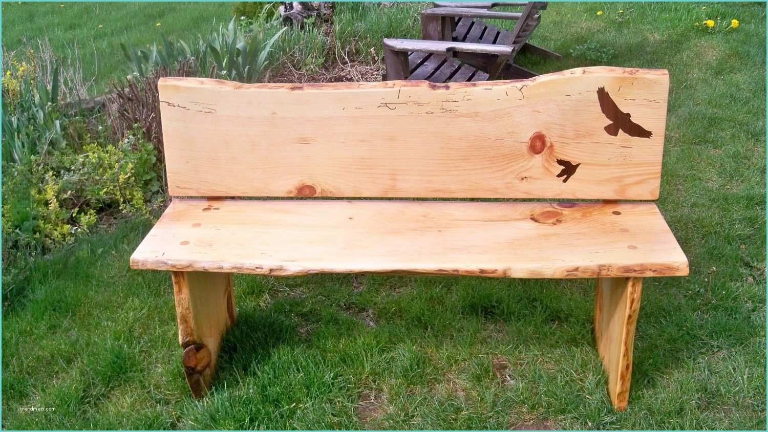 Fabriquer Un Banc Dangle Salvaged Live Edge Wood Slab Bench with Inlays Sale Pending