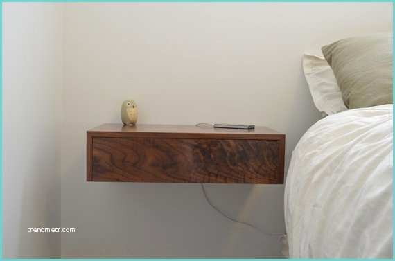 Floating Nightstand with Drawer Diy Floating Bedside Tables In Walnut Dovetailed Drawers