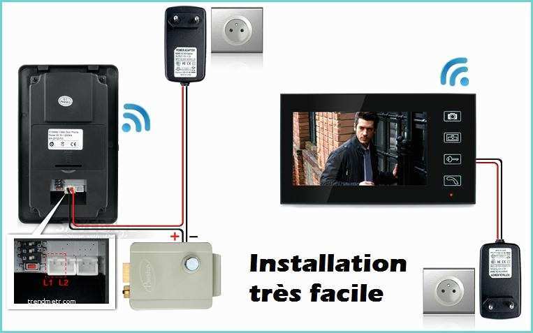 Gache Electrique Sans Fil Avec Telecommande Interphone Portier Visiophone Sans Fil 2 Moniteurs