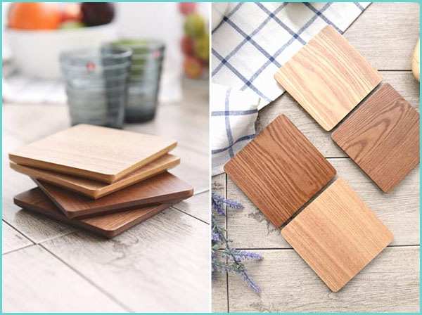 Handmade Wood Products that Sell Hot Selling Square Wooden Cup Coaster Set Table Mat