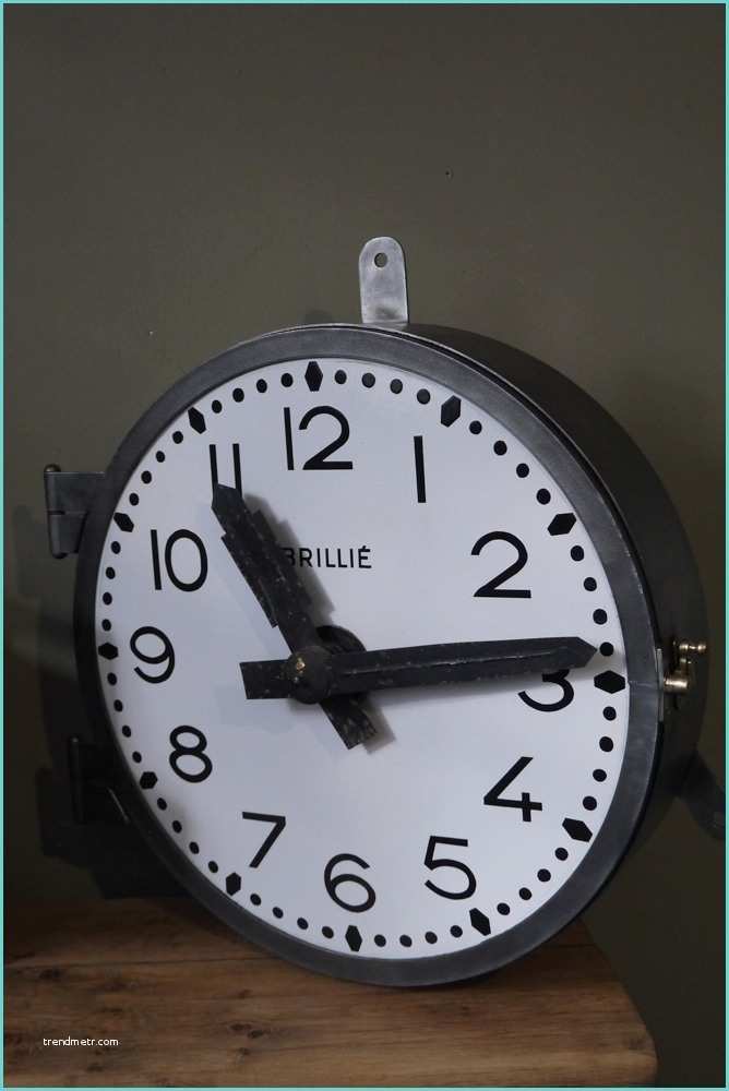 Horloge Geante Industrielle Ancienne Grande Horloge De Gare Brillié Cadran Emallé