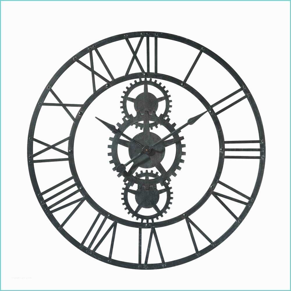 Horloge Geante Industrielle Horloge En Métal Noire D 100 Cm Temps Modernes