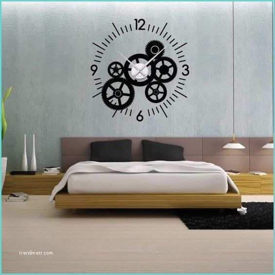 Horloge Geante Industrielle Sticker Mural Horloge Géante Mecanisme Squelette Avec