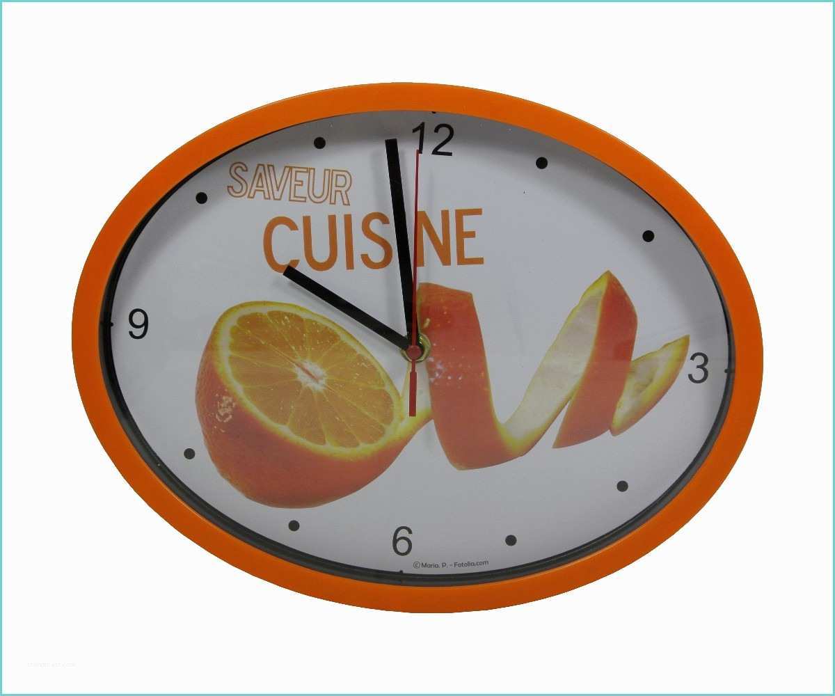 Horloge Murale originale Pas Cher Horloge Murale Design Ovale Passion Cuisine Saveur orange
