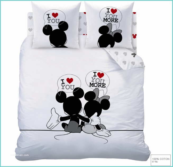 Housse De Couette 220x240 Disney Mickey & Minnie Parure De Lit Housse De Couette