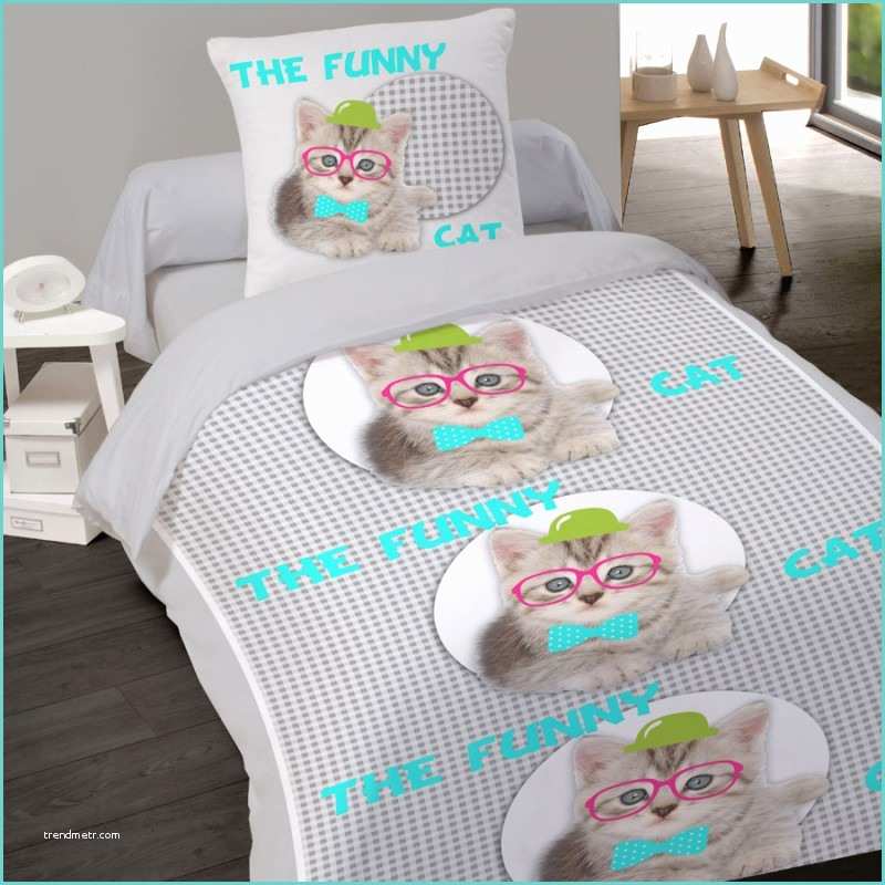 Housse De Couette Chats Housse De Couette Chaton Chat Lunette 140 X 200 1 Taie