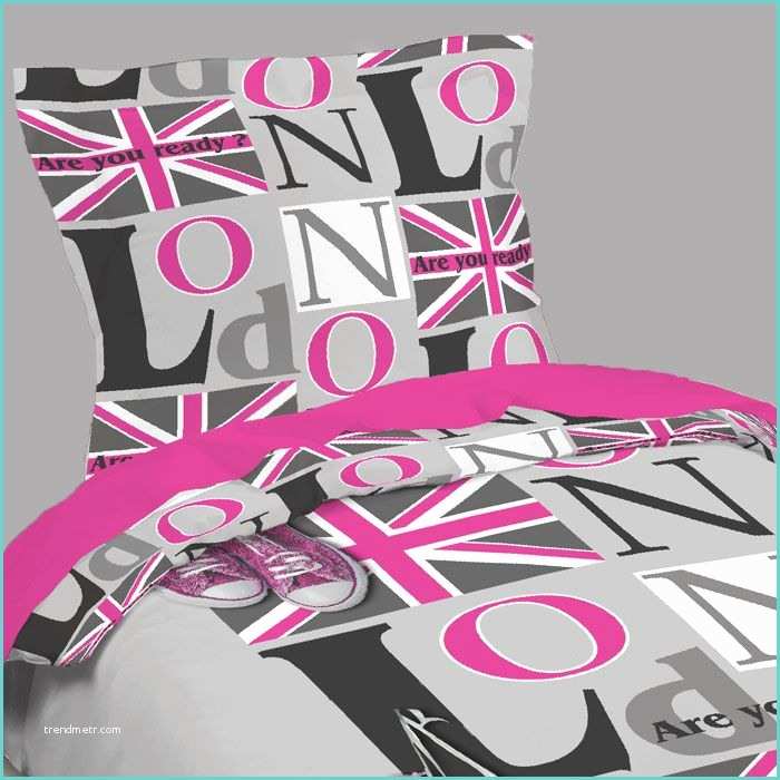 Housse De Couette Londres 200x200 Housse De Couette London Pink Taie D oreiller