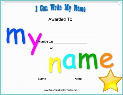 How to Write Certificate I Can Write My Name Preschool Certificates
