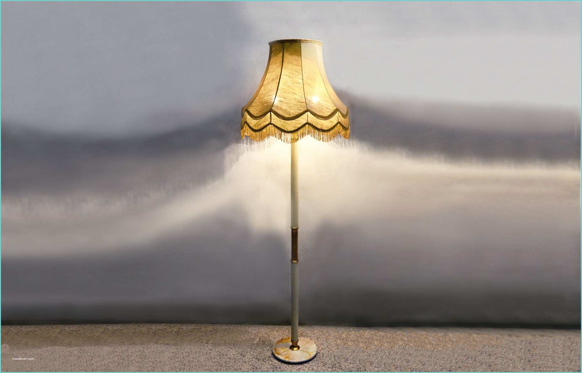 Lampade Da Muro Design Lampada Da Terra Anni 50 Con Paralume In Tessuto