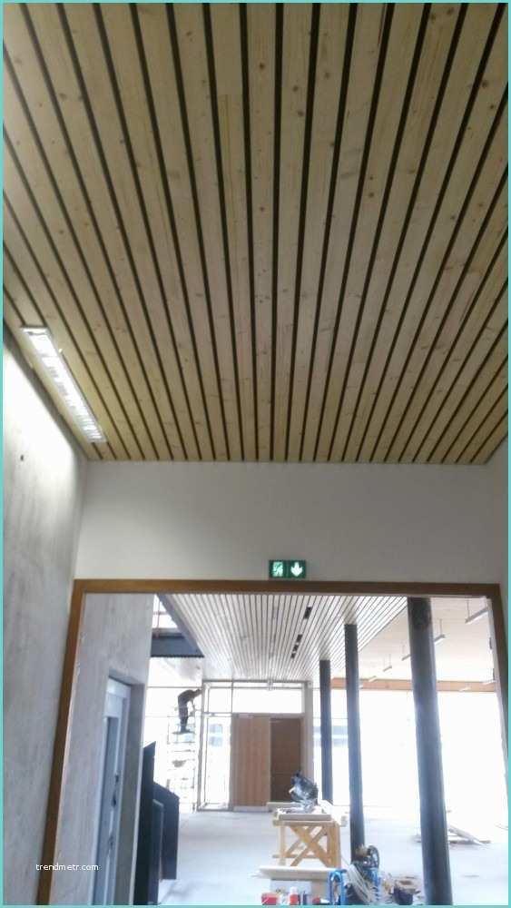Latte De Bois Pour Plafond Habillage Bois Intérieur Au Lycée Gau R Brzeska