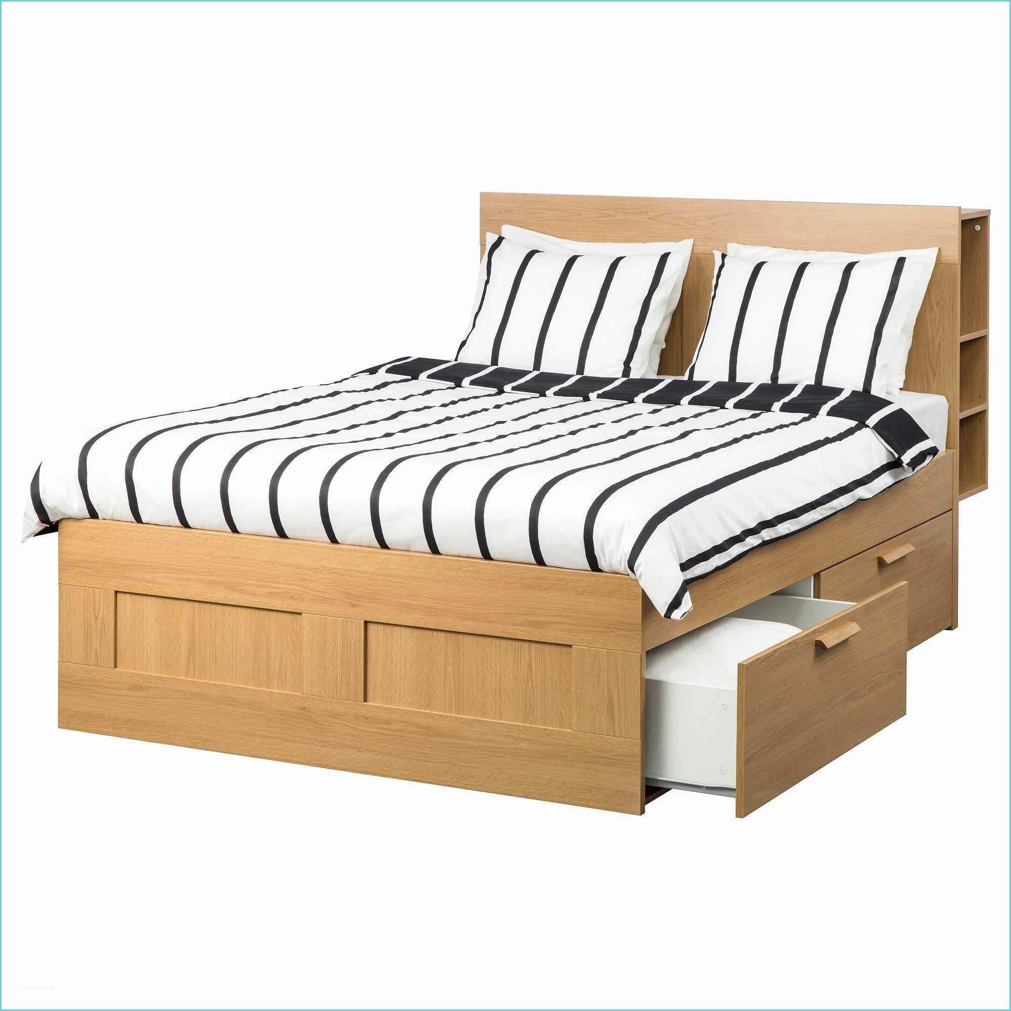 Leirsund Slatted Bed Base Adjustable Brimnes Bed Frame W Storage and Headboard Oak Effect