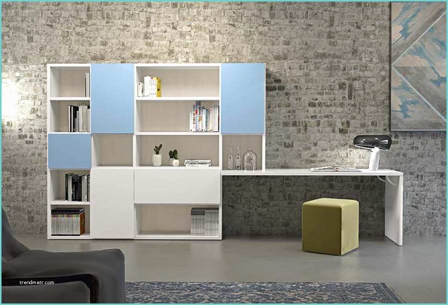 Libreria Ad Angolo Con Scrivania Home Office In soggiorno Con Wall System 5 Clever It