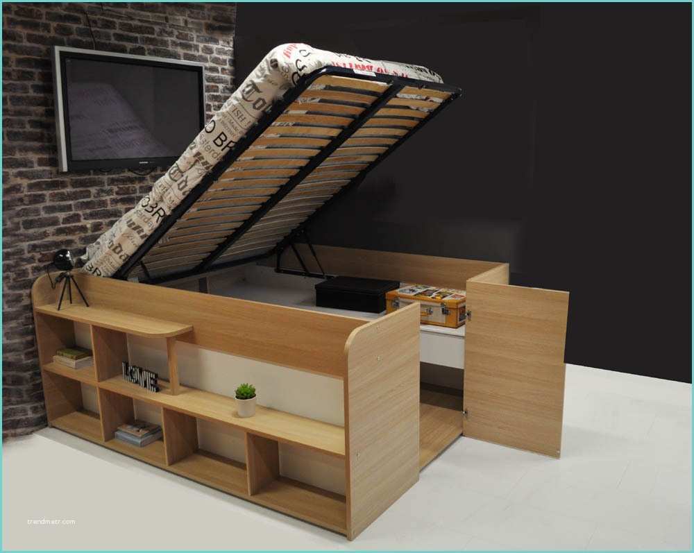 lit double bois massif avec rangement