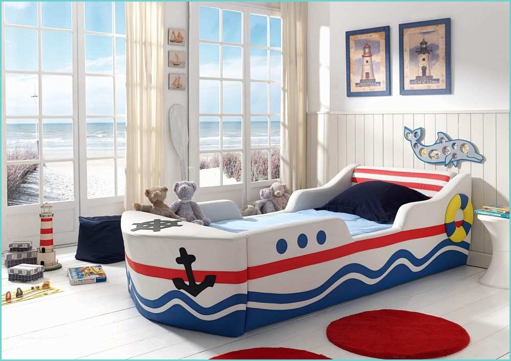 Lit Pour Enfant De 3 Ans Schiff Kinderbett Boot Bett Weiss Rot