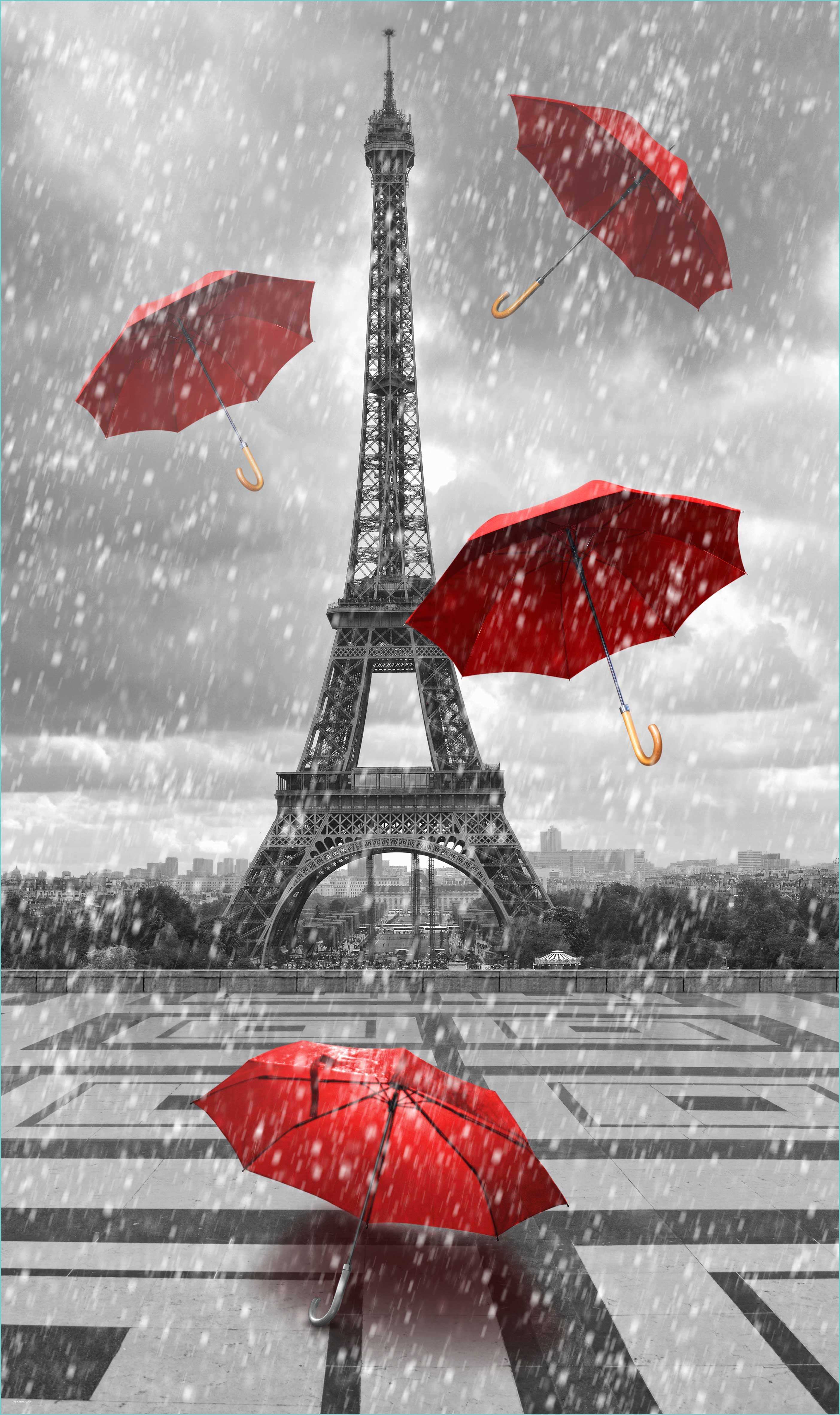 Logo Rouge Avec Un B Et Une Couronne tour Eiffel Avec Des Parapluies Volants De Urale Inc