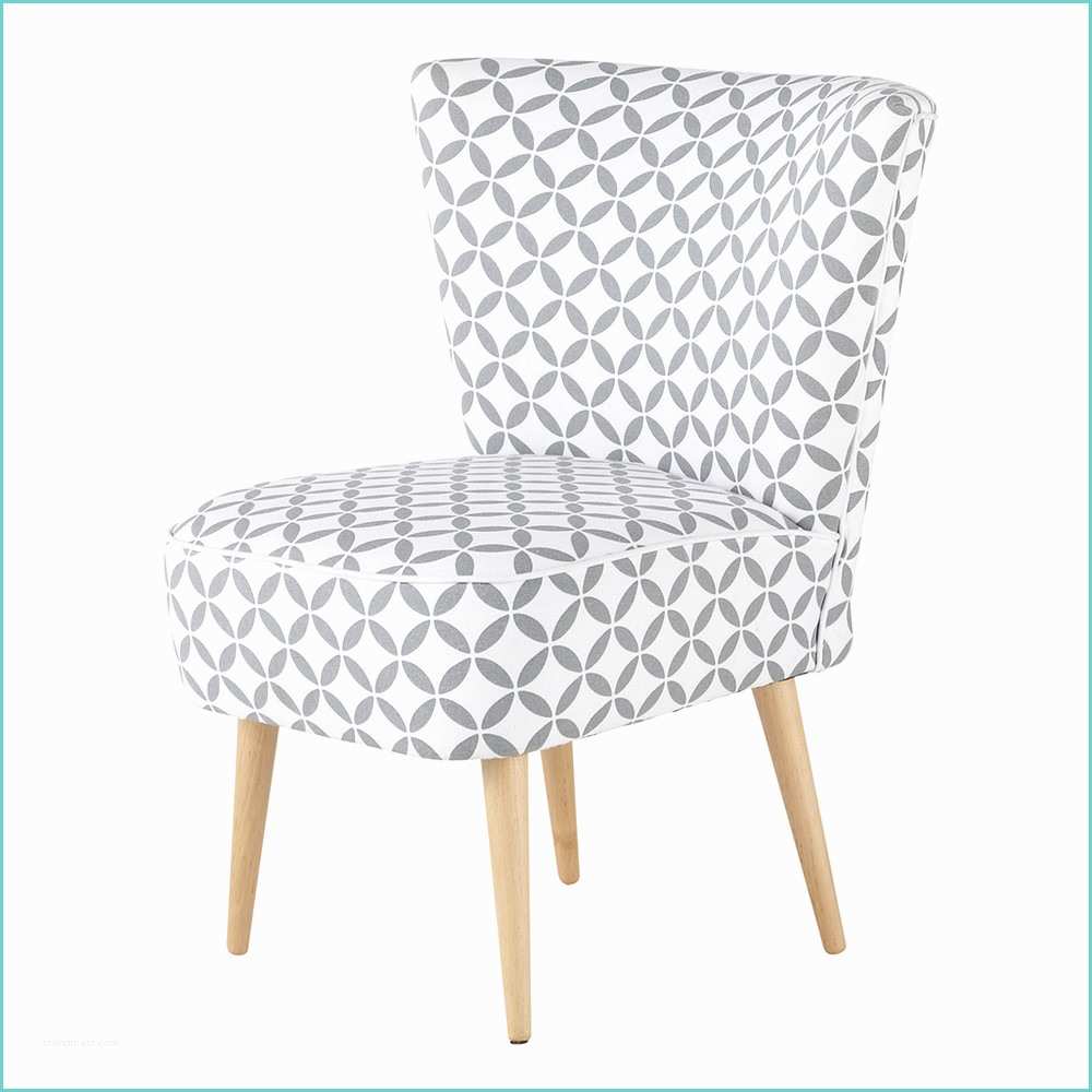 fauteuil vintage a motifs en coton gris et blanc scandinave