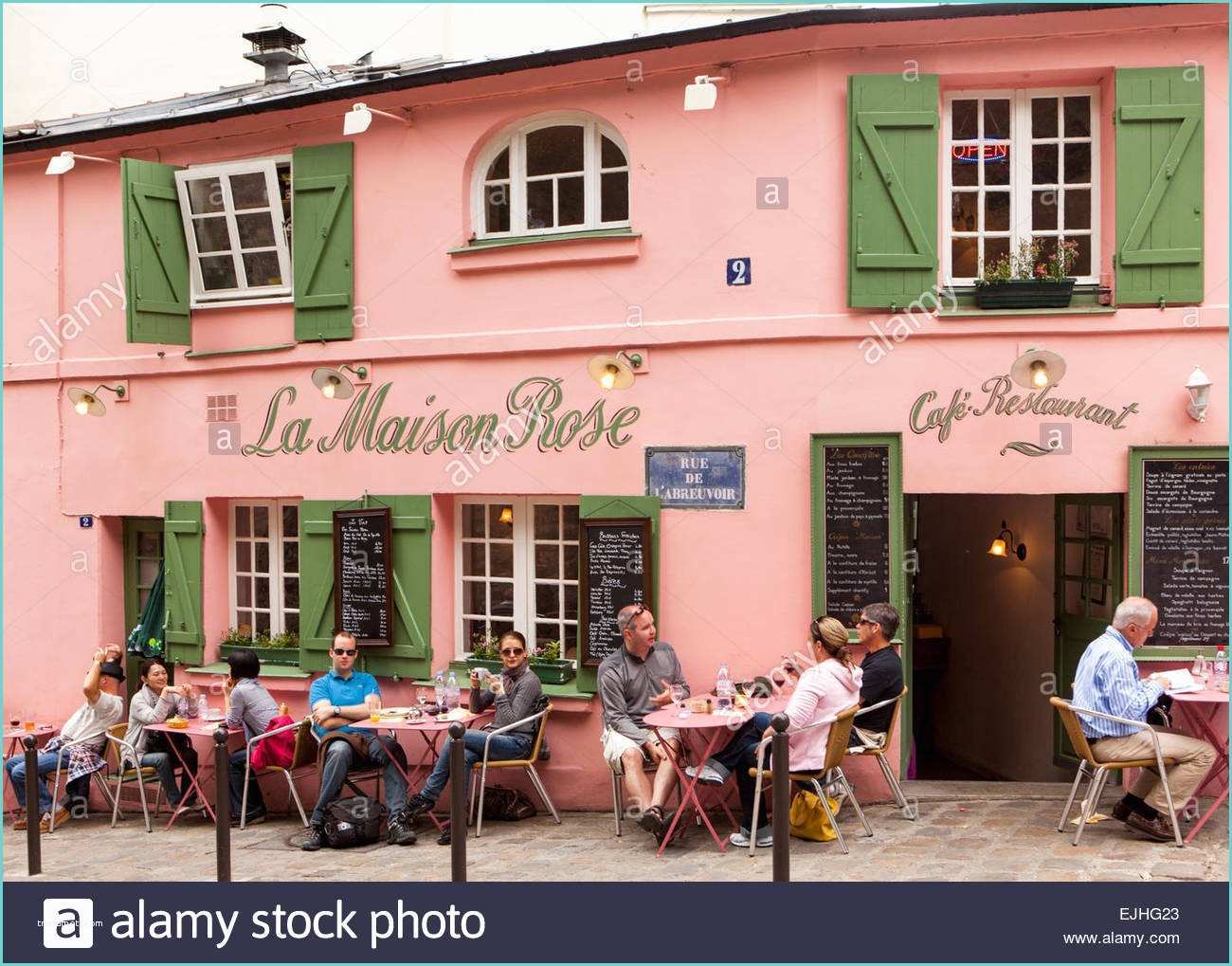 Maison Stock Images Outdoor Eating at La Maison Rose Cafe Montmartre Paris