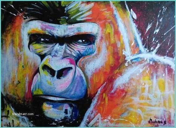 Meilleur Peinture Acrylique Pour Tableau Peinture Acrylique toile Couleur Animal Gorille Tableau