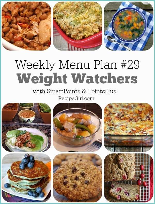 Menu Weight Watcher 2017 Weekly Menu Plan 29 Recipe Girl