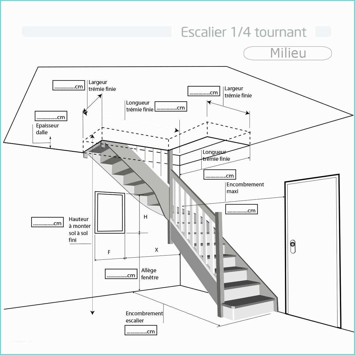 Mesure Escalier Quart tournant Schemas Cotables Quart tournant Milieu Escaliers Flin