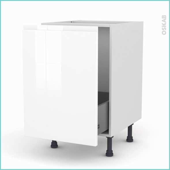 meuble de cuisine sous evier ipoma blanc brillant 1 porte coulissante l50 x h70 x p58 cm