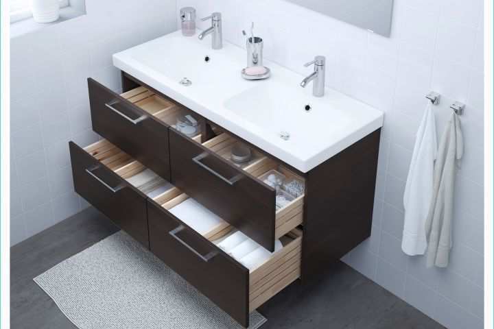 Meuble Brun Noir Odensvik Godmorgon Meuble Lavabo 4tir Brun Noir 123x49x64